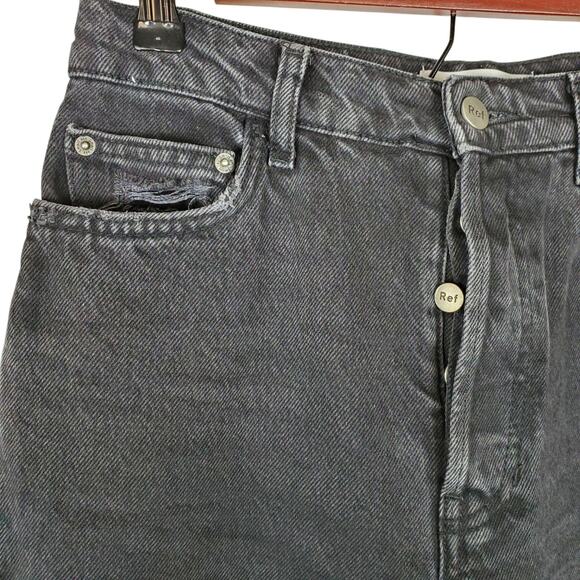 Reformation Jeans Cynthia High Rise Straight 26 Black Destroyed Button Fly Denim - Picture 5 of 15